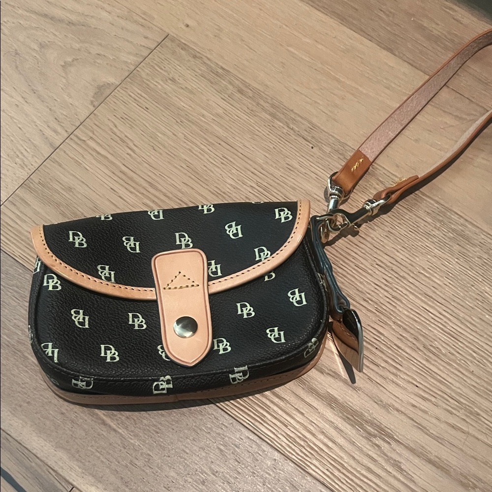 Dooney & Bourke Black and Brown Logo Crossbody